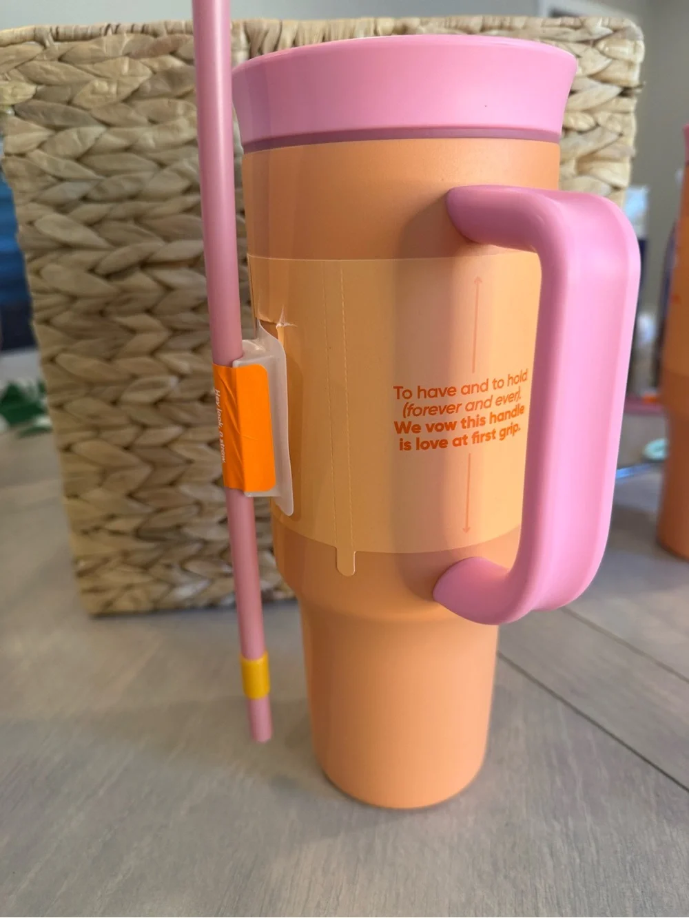 Owala Insulated Orange & Pink Travel Mug with Handle